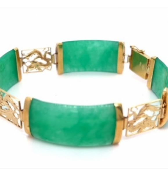 🐉🐲Year of the Dragon 🐉🐲 Stunning Fine Jade Dinosaurs in 14K Gold Links - Picture 3 of 4